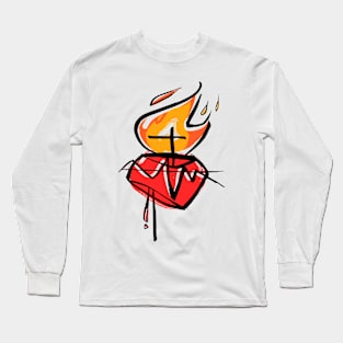 Jesus Christ Sacred Heart illustration Long Sleeve T-Shirt